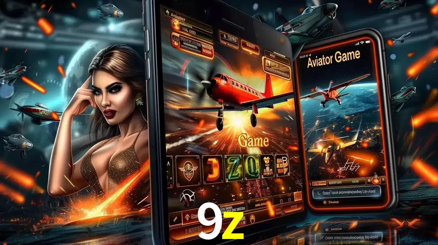 Mulher estilosa cercada por telas que exibem a jogabilidade do Aviator, capturando a intensidade e a estratégia deste popular crash game oferecido pelo 9z.